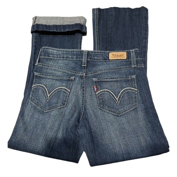 Levis 518 Womens Size 1 Superlow Jeans Blue Denim Bootcut Upside Down Red Tab - Picture 4 of 6